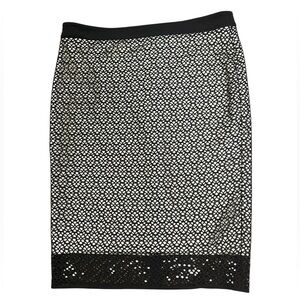 Periphery Black & White Geometric Pencil‎ Skirt